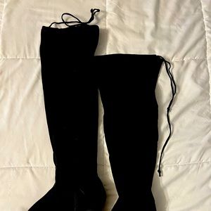 Women over the knee boot velvet material